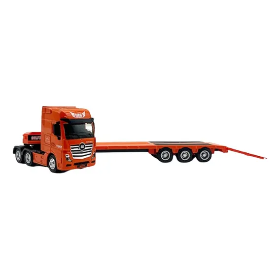 Miniatura Carreta Tipo Mercedes Prancha Metal Escala 1:50 Cor Laranja Foto 1