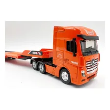 Miniatura Carreta Tipo Mercedes Prancha Metal Escala 1:50 Cor Laranja Foto mini 2