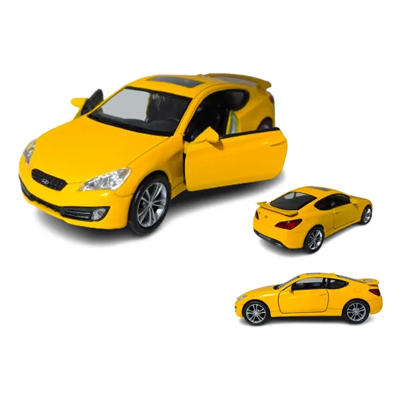 Miniatura Carrinho De Ferro Coleção Hyundai Genesis Cor Amarelo Foto 1