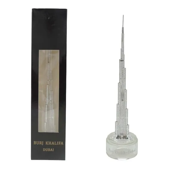 Miniatura Edifício Burj Khalifa Dubai Enfeite Top 20cm Prata Foto 1