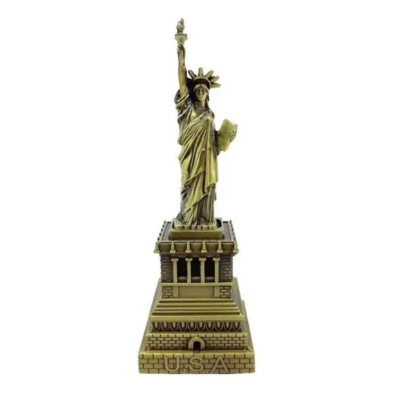 Miniatura Estátua Da Liberdade Metal 18cm - Ouro Velho Foto 1