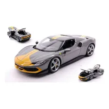 Miniatura Ferrari 296 Gtb Assetto Fiorano 1:18 Burago Cinza Foto mini 2