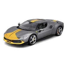 Miniatura Ferrari 296 Gtb Assetto Fiorano 1:18 Burago Cinza Foto mini 1