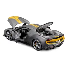 Miniatura Ferrari 296 Gtb Assetto Fiorano 1:18 Burago Cinza Foto mini 3