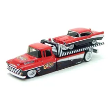 Miniatura Guincho 1957 Chevrolet Flatbed E 1957 Bel Air 1/64 Foto mini 4