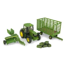 Miniatura John Deere 6210r Com Enfardadeira Cor Verde Foto mini 1
