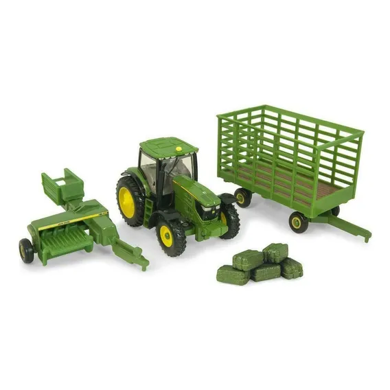 Miniatura John Deere 6210r Com Enfardadeira Cor Verde Foto 1
