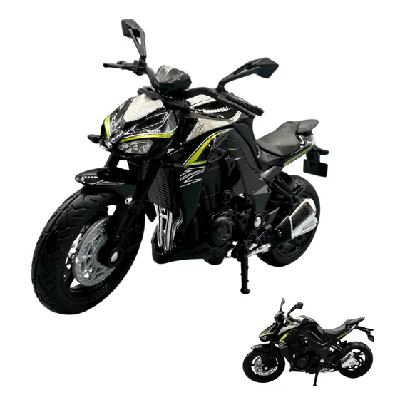 Miniatura Moto Kawasaki Z1000 1:18 Coleção Welly Cor Preto Foto 1