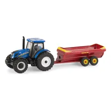 Miniatura Trator New Holland + Vagão Cor Azul Foto mini 1