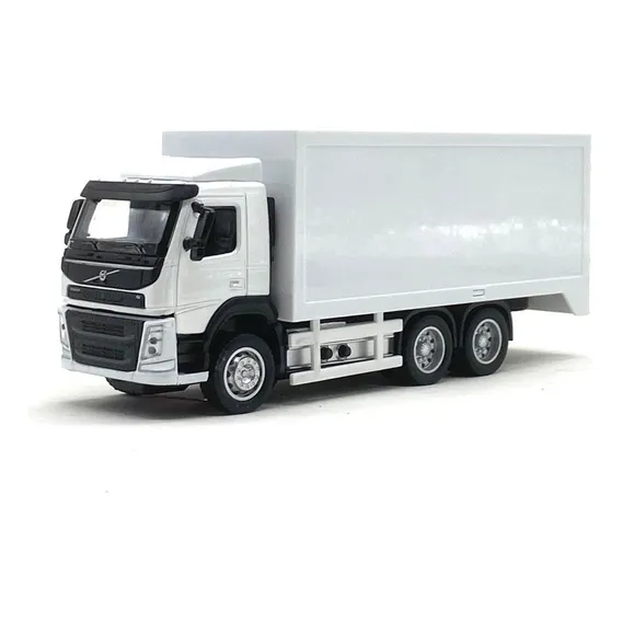 Miniatura Volvo Baú Transporte C/ Luz E Som 1:50 California Cor Branco Foto 1