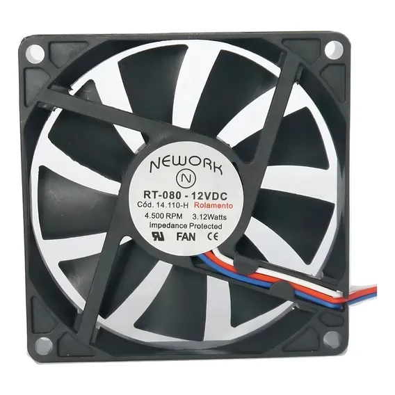 Miniventilador 80x80x15 12v Nework Corrente Continua Cooler Led Preto Foto 1