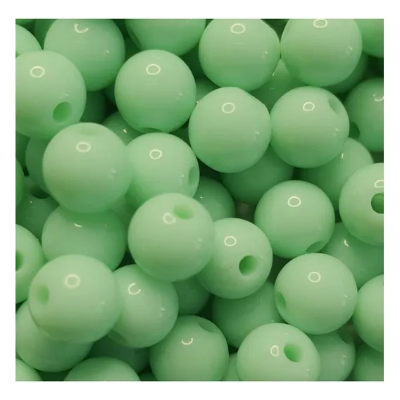 Missanga Bolinha Leitosa 8mm-50gramas 195pecas Cor Verde Foto 1