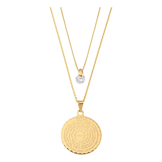Mix De Colar Do Pai Nosso Com Ponto De Luz Banhado A Ouro Cor Dourado Foto 1
