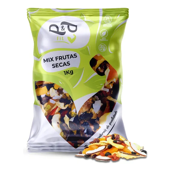 Mix Frutas Seca Damasco Uva Passas Raspa De Coco Banana 1kg Foto 1
