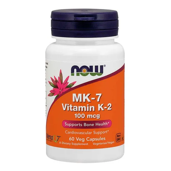 MK-7 Vitamina K-2 100 mcg 60 Cápsulas Vegetais Now Foods Foto 1
