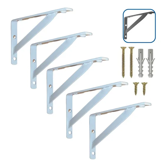 Mão Francesa 40 Cm 5 Pcs Suporte Cantoneira Para Prateleira Foto 1