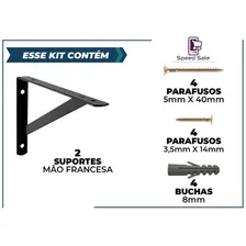Mão Francesa Suporte Prat. 25cm+parafusos+buchas 2 Pcs Preta Foto mini 3