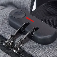 Mochila Anti Furto com Cadeado Notebook Saida Cabo Aux Usb Fone Ouvido Cor Preto Foto mini 3