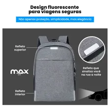 Mochila Anti Furto Notebook Saida Cabo Aux Usb Fone Ouvido Cor Preto Foto mini  3