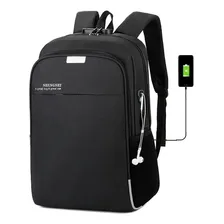 Mochila Anti Furto Notebook Saida Cabo Aux Usb Fone Ouvido Cor Preto Foto  mini 1