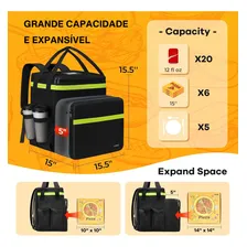 Mochila Bag Para Motoboy, Mochila De Entrega Térmica Delivery Comida E Pizza, Bag Entregador Reforçada, ExpansÃvel E Impermeável, Ytonet 6173, Cor Preta Foto mini 2