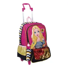 Mochila Barbie Bolsinha Paete Shine 19z Rodinhas G Sestini Cor Rosa Foto mini 3