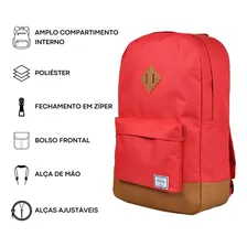 Mochila Básica Unissex Escolar Lisa Convoy Cor Vermelho Foto mini  2