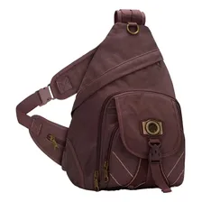 Mochila Bolsa Lona Masculina Feminina Kvn 1 Alça Transversal Cor Bordô Foto  mini 1