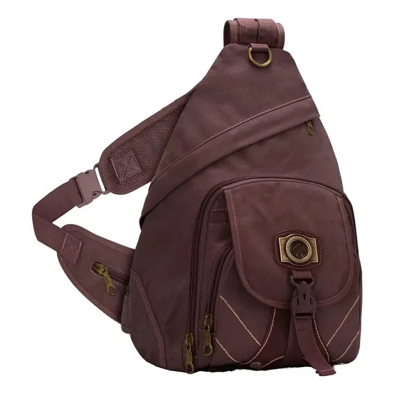 Mochila Bolsa Lona Masculina Feminina Kvn 1 Alça Transversal Cor Bordô Foto 1