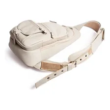 Mochila Bolsa Masculina Transversal Em Couro Legitimo - Beds Cor Bege Foto mini  2