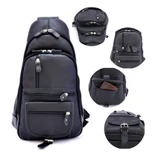 Mochila Bolsa Masculina Transversal Em Couro Legitimo - Beds Cor Bege Foto mini  3