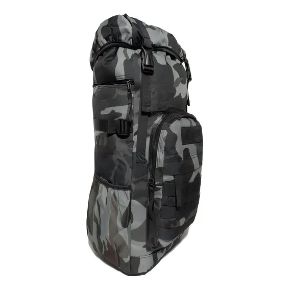 Mochila Camping Cargueira Camuflada Cinza 55 Litros Foto 1
