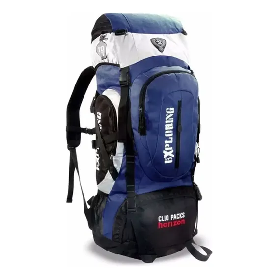 Mochila Camping Trilha Caminhada 75 Lts Reforçada Esportiva Cor Azul Foto 1