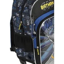 Mochila Carrinho Com Alça Lancheira E Estojo Batman Cor Azul Foto mini 4