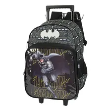 Mochila Carrinho Com Alça Lancheira E Estojo Batman Cor Preto Foto mini 2