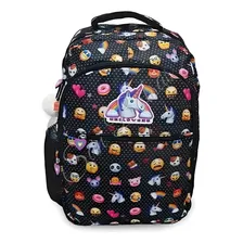 Mochila Costa Escolar Decorada Unicornio Juvenil Emoji Preta Foto mini 1