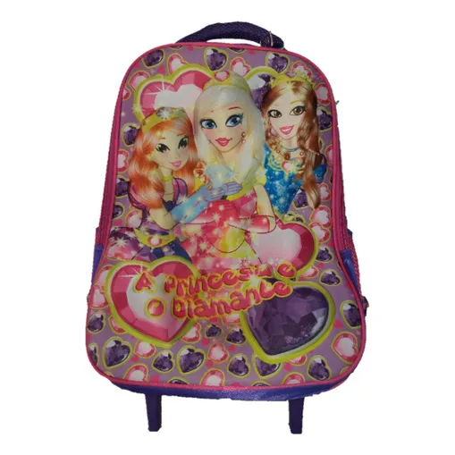 Mochila De Rodinha Princesa E O Diamante P/meninas Hell Vozz Cor Vermelho Foto 1