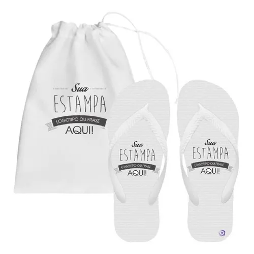Mochila E Chinelo Personalizado Esporte Pronta Cor Branco Desenho Do Tecido Liso Foto 1