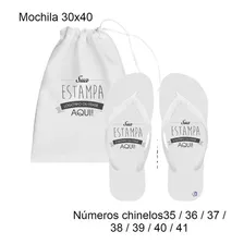 Mochila E Chinelo Personalizado Esporte Pronta Cor Branco Desenho Do Tecido Liso Foto mini  2