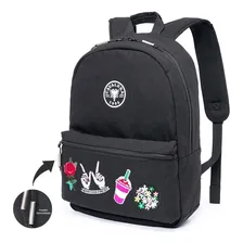 Mochila Escolar Cavalera Shine Preta Fashion Resistente 18 L Foto  mini 1