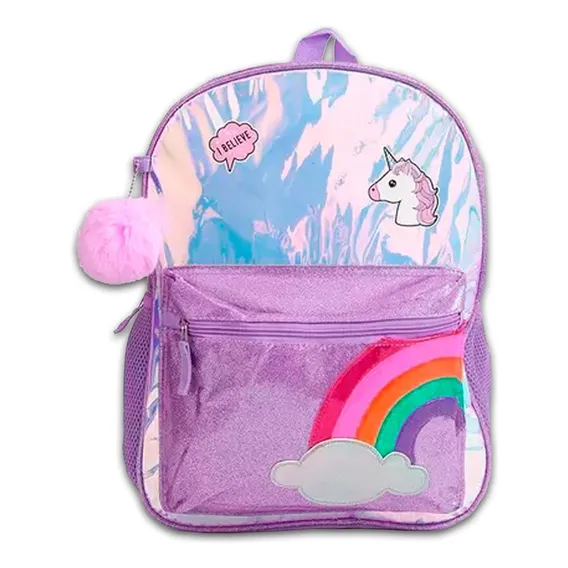 Mochila Escolar Costas Glitter Unicórnio I Believe Foto 1