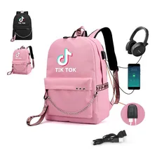 Mochila escolar Paragon Mochila Tiktok, mochilas TikTok, mochila juvenil, mochila escolar feminina, mochila escolar feminina, mochila escolar masculina cor rosa 25L Foto mini 1