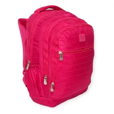 Mochila Escolar Reforçada Juvenil Grande Em Naylon Tactel Cor Rosa Foto  mini 1