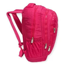 Mochila Escolar Reforçada Juvenil Grande Em Naylon Tactel Cor Rosa Foto mini  3