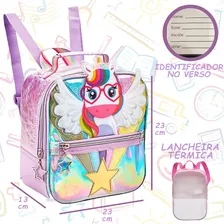 Mochila Escolar Rodinha Unic贸rnio Lancheira Estojo Menina Cor Lil谩s Foto mini 4