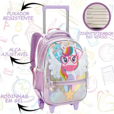 Mochila Escolar Rodinha Unic贸rnio Lancheira Estojo Menina Cor Lil谩s Foto mini 2