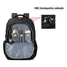 Mochila Executiva Para Viagem Trabalho Resistente Notebook Cor Cinza Foto mini 3