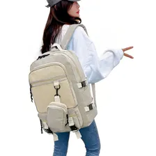 Mochila Feminina Bolsa Social Trabalho Semi Impermeável Top Cor Bege Foto mini  3