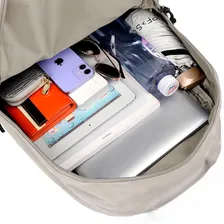 Mochila Feminina Bolsa Social Trabalho Semi Impermeável Top Cor Bege Foto mini 4