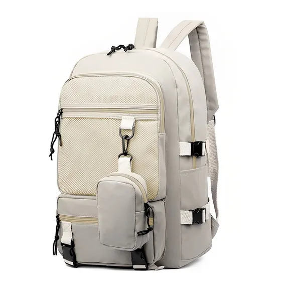 Mochila Feminina Bolsa Social Trabalho Semi Impermeável Top Cor Bege Foto 1